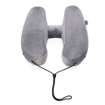 Hooded Travel Pillow H Shaped Inflatable Neck Pillow Folding Lightweight Nap Car - £14.87 GBP