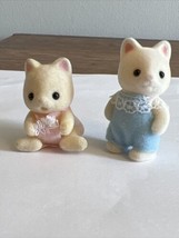 Sylvanian Families Calico Critters Silk Cat Kitten Twins Boy &amp; Girl with cloths - £12.58 GBP