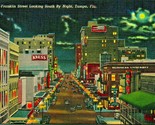 Fountain Street Looking South By Moonlit Night Tampa Florida FL Linen Po... - $10.90