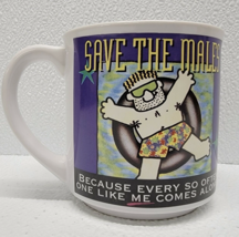 Vintage Recycled Paper Greetings Save The Males Mug Funny Cocky Guy Gag ... - £29.71 GBP