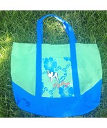Vintage Big Dogs Tote Bag Pockets Green Blue Canvas Hawaiian flower beac... - $24.00