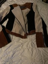 CHASER  Sharp Chocolate+ Beige + Black  Leather Suede Jacket Size M jr - $99.00