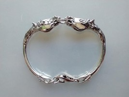 Grasping 2 Horse Heads Bangle Bracelet cuff Sterling Silver Zimmer Horse... - $226.71