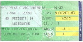 Whitesnake Konzert Ticket Stumpf Providence Rhode Island Januar 26 1988 - £34.33 GBP