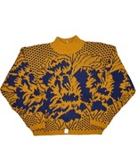 Vintage Nuggests Sweater Womens M Gold Floral Mock Neck Pullover Jumper USA - £28.10 GBP