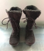 Brown Boots Women’s Size 8 Faux Suede Lined Shearling-Style Pull-on &amp; Laces - $23.38