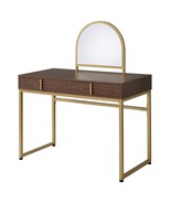 Coleen Vanity Desk w/Mirror &amp; Jewelry Tray, Walnut &amp; Gold Finish - $5,721.95 MXN