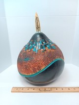 Southwest Native American Gourd Art Signed Gini Carved Arrowhead Spear - £40.44 GBP