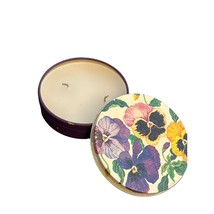Vintage Potpourri Designs Pansy Tin 2 wick candle Floral Scent 1991 New - $14.85