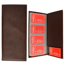 Genuine Leather Business Card Holder Book Organizer 160 Brown Office Exe... - $19.99