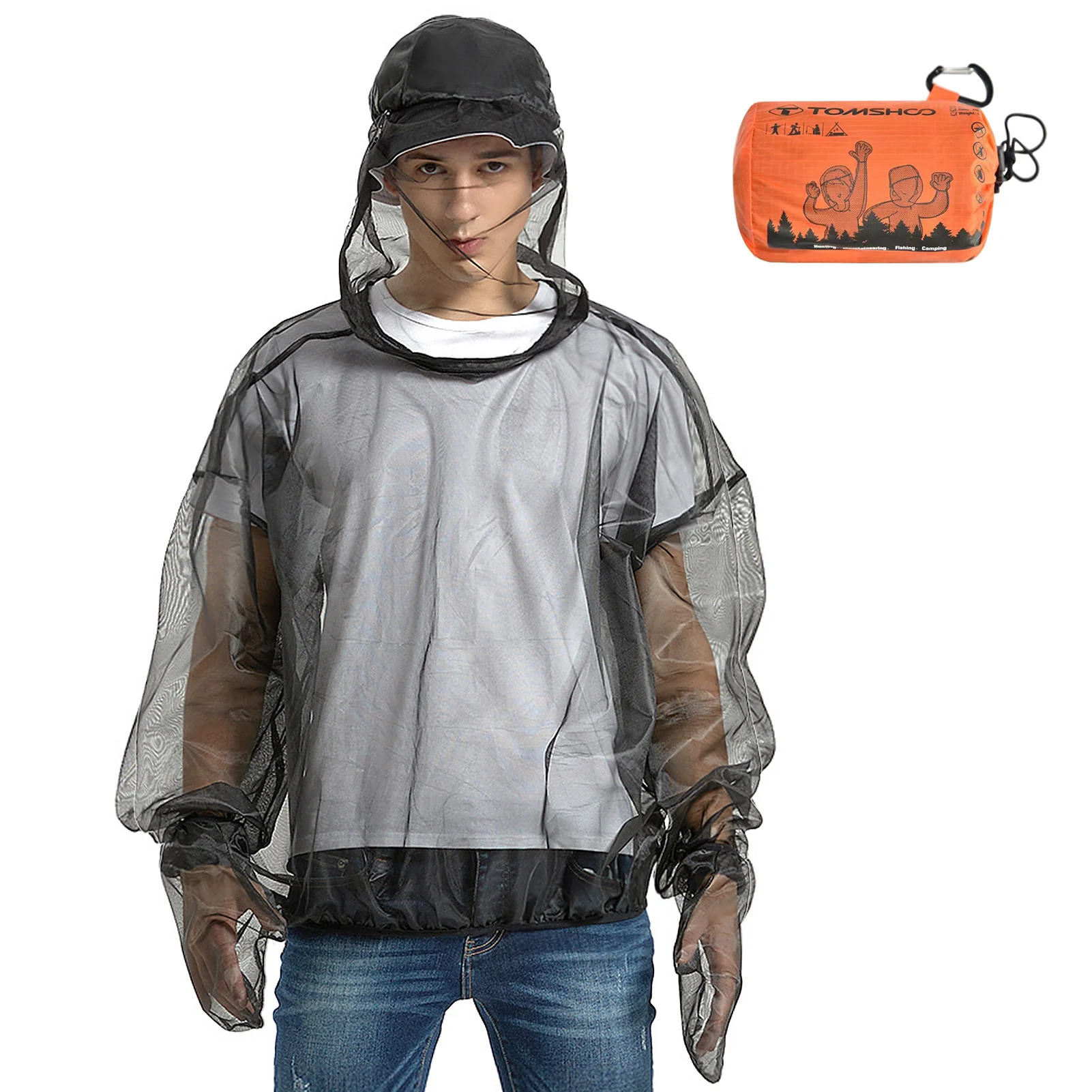 TOMSHOO Ultralight Anti-mosquito Mesh Insect Shield Jacket Clothing with Gloves - £17.37 GBP+