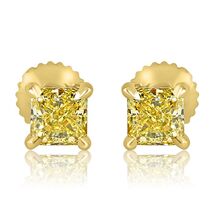 GIA 1.42 TCW Splendente Naturale Decorato Luce Diamante Giallo Orecchini... - €4.814,27 EUR
