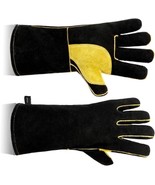 Cowhide gardening work gloves stab-proof dipped rubber wear-resistant pl... - £31.80 GBP