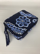 Vera Bradley Paisley Floral Travel Pill Case Navy Blue With ID Slot - $13.98
