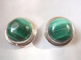 Malachite 925 Sterling Silver Round Stud Earrings Corona Sun Jewlery - £21.99 GBP