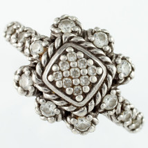 Judith Ripka Sterling Silver Iron Cross Diamonique Ring w/ Petal Accents... - $137.21