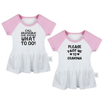 Pack of2 Call Grandma She Know What to Do Funny Infant Baby Girls Princess Dress - £17.67 GBP