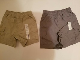 Toughskins Cargo  Infant  Toddler Boys Shorts  Size12 M or 3T NWT Gray or Khaki - £6.01 GBP