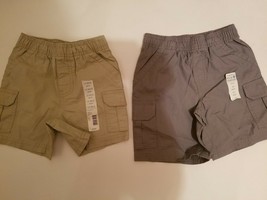 Toughskins Cargo  Infant  Toddler Boys Shorts  Size12 M or 3T NWT Gray or Khaki - £5.89 GBP