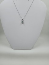 Aquamarine CZ and White CZ Halo Pendant/Chain, Sterling Silver - £13.53 GBP