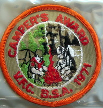 BOY SCOUT 1971 Campers Award, Valley Forge Council - $5.36