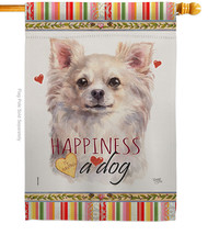 White Chihuahua Happiness - Impressions Decorative House Flag H110247-BO - £29.73 GBP