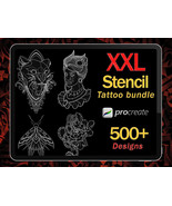 XXL Procreate tattoo stencil bundle | Procreate stamps | Tattoo stamps - $29.60
