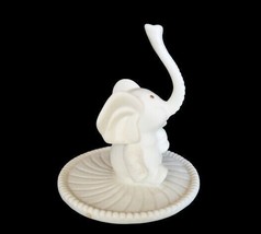 Cute vintage ceramic trunk up elephant ring holder catch tray  - £12.05 GBP