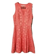 Coral/Pink Lace Cocktail Sleeveless Dress  V-Neckline SIZE 2   Lauren Co... - $33.94 CAD