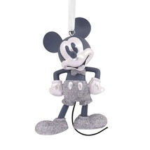 Hallmark Disney 100 Mickey Mouse Silver Sparkle Glitter Christmas Ornaments - £18.51 GBP