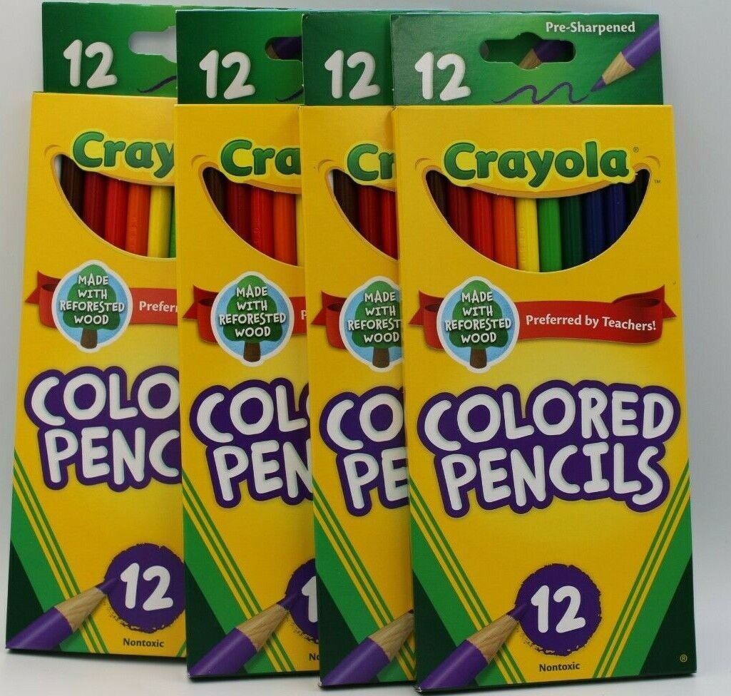 COLORED PENCILS CRAYOLA  12 COUNT PRE-SHARPENED NON-TOXIC 4 Packs - $17.81