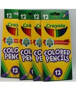 COLORED PENCILS CRAYOLA  12 COUNT PRE-SHARPENED NON-TOXIC 4 Packs - £14.01 GBP