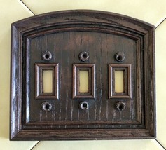 Vintage Resin Wood Paneling Triple Light Switch Rustic Wall Plate - $14.60