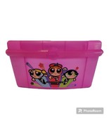 Y2K Power Puff Girls Pink Sparkly Makeup Case Carrier Mirror Bubbles 1999 VTG CN