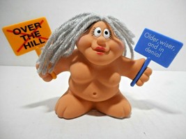 Russ Berrie Chubby Naked Troll "Over The Hill" Yarn Hair Figure 3" Plastic Humor - $10.34