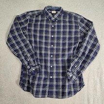 Sewn For J Crew Button Up Shirt Mens Size Large Blue Plaid Preppy Tartan Pocket - £15.57 GBP