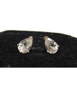 14k Yellow Gold 1 ct Pear Teardrop CZ Cubic Zirconia Stud Post 7mm Earri... - $79.19