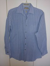 Van Heusen Fitted Men&#39;s Ls Button Blue Plaid Dress SHIRT-15.5x32/33-NWOT-NICE - £11.06 GBP