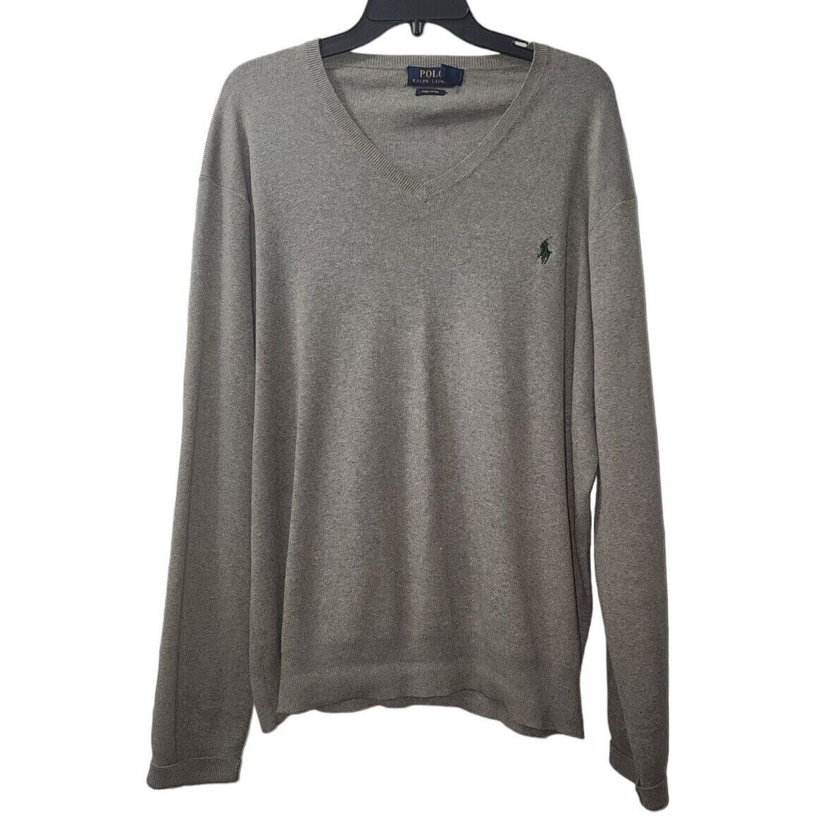 Polo Ralph Lauren V-Neck Sweater Long Sleeve Classic Fit Gray Size XL - $29.69