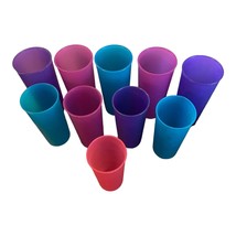 Vtg Tupperware Tumblers Cups Jewel Tone Plastic Lot of 10, 4X115,  1X116, 5X107 - £15.53 GBP