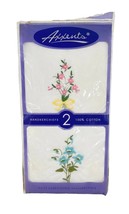 Axxents Womens Handkerchiefs 100% Cotton Hankies Pocket Embroidered Flow... - £8.78 GBP