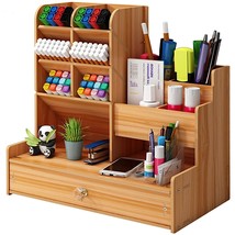 Upgraded Wooden Pencil Holder, Pen Organizer For Desk , Easy Assembly, Art Suppl - £26.88 GBP