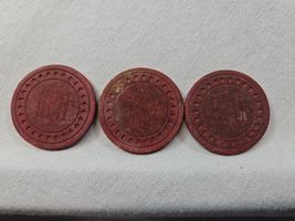 Vintage RPD Unidentified Gambling Club Red Poker Chip Token Coin Lot of 3 - $7.91