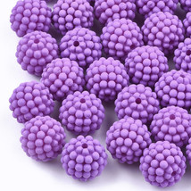 Berry Beads Purple Bumpy Rubberized Acrylic Raspberry 12mm Bubblegum Fruit 10pcs - $1.86