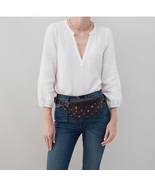 HOBO Fern Studded Leather Belt Bag Fanny Pack Crossbody, Black/Rose Gold... - €102,11 EUR