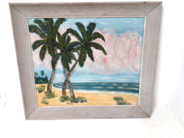 Oil on Canvass, Beach Scene, Old Florida Style, Nice Vintage Painting - £47.47 GBP