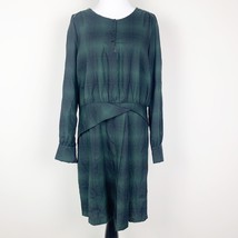 Cotelac Women Dress Plaid Green Size 1 Long Sleeve Button Round Neck Kne... - $725.88 MXN