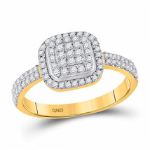 10kt Yellow Gold Womens Round Diamond Square Cluster Ring 1/2 Cttw - £321.30 GBP