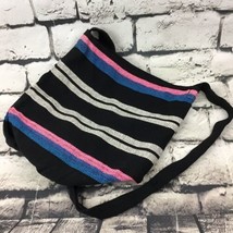Womens Striped Canvas Purse Crossbody Boho Shoulder Bag 11”X12” - £11.84 GBP
