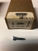 100 pack PFSMS0612 # 6 3/4 inch philips flat head sheet metal screw zinc... - £2.43 GBP